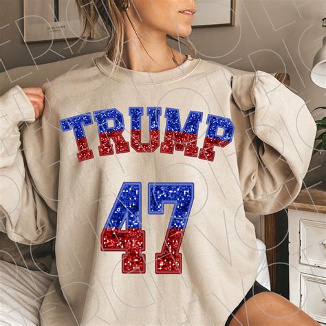 Trump Varsity Png Faux Embroidered Glitter Sequin Trump