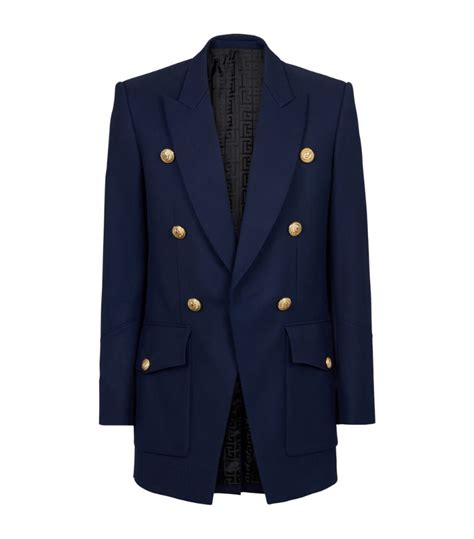 Mens Balmain Blue Wool Double Breasted Blazer Harrods Uk