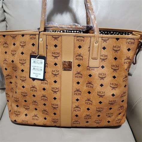 Mcm Liz Reversible Large Tote Cognac Gem