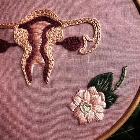 Uterus Flower Embroidery Uterus Hand Embroidery Embroidery