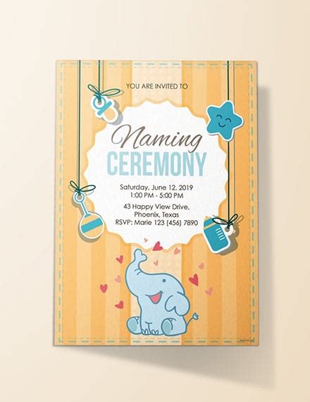 Free Elegant Naming Ceremony Invitation Template Download 517