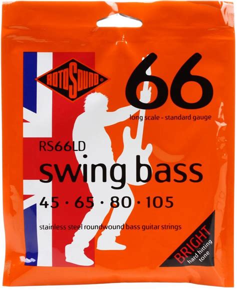 Rotosound Rs66ld Swing Bass 66 Stainless Steel Roundwound Bass Guitar Strings 045 105