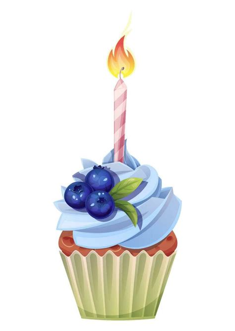 Cupcake With A Candle On A White Background Happy Birthday