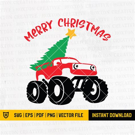 Weihnachts Lkw Svg Monster Truck Svg Frohe Weihnachten Etsy De