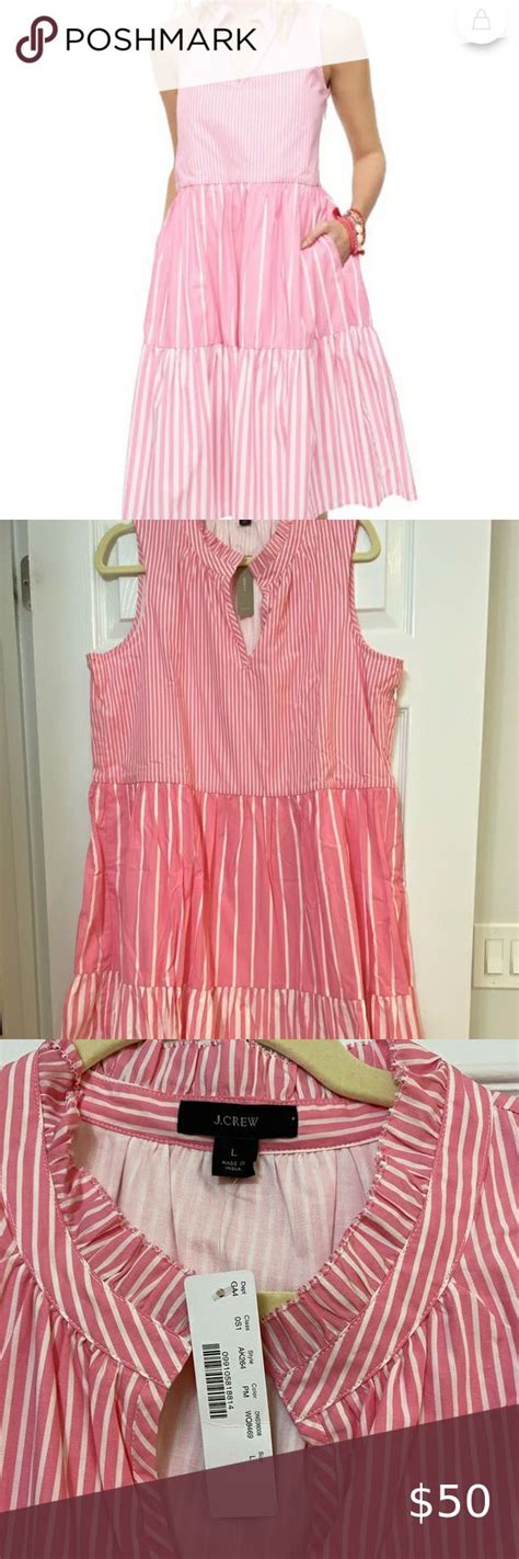 Nwt Jcrew Tiered Sleeveless Striped Sundress Sundress Crew Dress