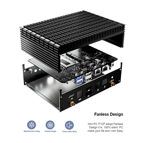 Mini PC Fanless Design intel core i5 i7 Dual lan 4K output Supoort ...