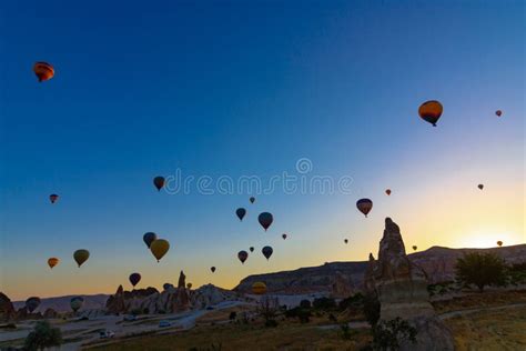 Cappadocia At Sunrise Hot Air Balloons On The Sky In The Morning In