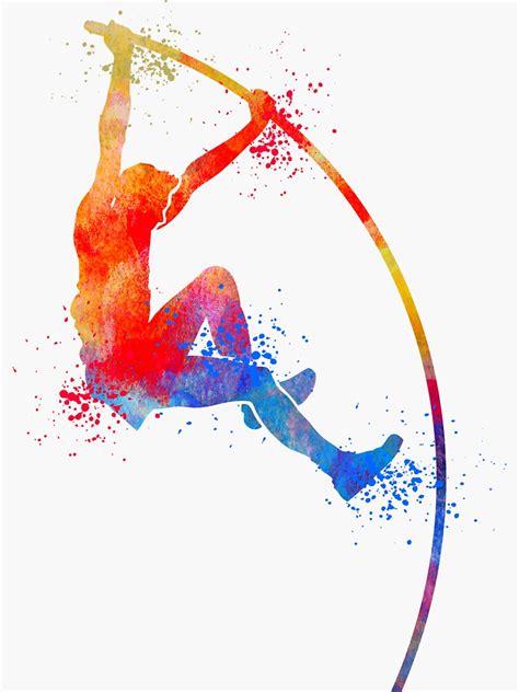 Pole Vaulting Watercolour Sports Pole Vault Ts Sticker For Sale