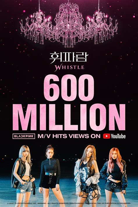 201230 Blackpink Whistle Mv Hits 600 Million Views On Youtube Official Poster Rblackpink