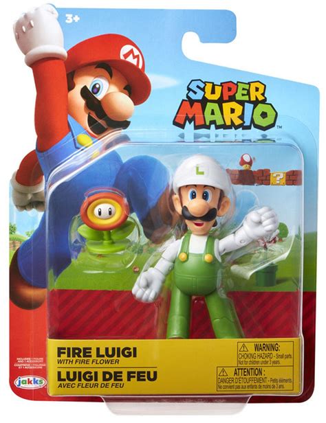 World of Nintendo Super Mario Wave 14 Fire Luigi 4 Action Figure with ...