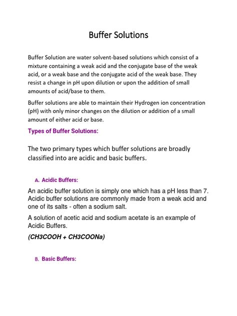 Buffer Solutions | PDF