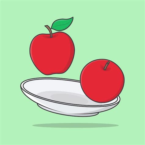 Premium Vector Apple On A Plate Cartoon Vector Illustration Apple