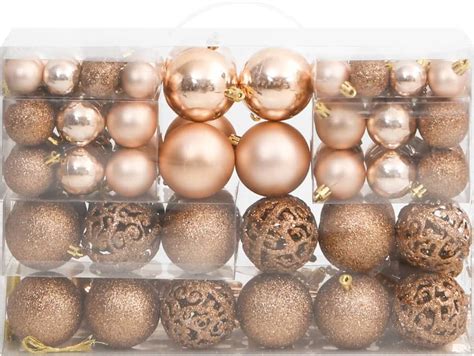 Kerstballen Champagne 111 delige Kerstballenset plastic Rosé Goud