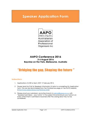 Fillable Online Aapo Org Speaker Application Form Baapobborgbau