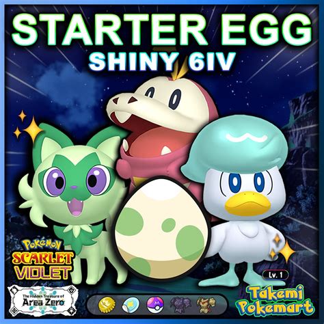 All 3 Shiny 6IV EGGS STARTERS 3 Sprigatito Quaxly Fuecoco Pokemon