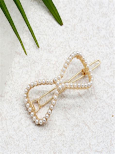 Buy Joker Witch Women Gold Toned White Embellished French Barrette