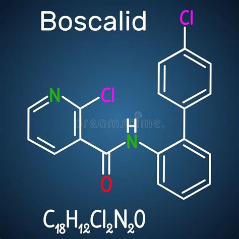 Boscalid Molecule Structural Chemical Formula And Molecule Model