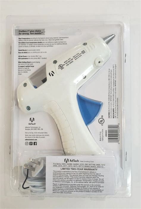 AdTech 0453 Two Temp Dual Temperature Hot Glue Gun Full Size White New