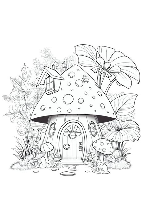 Free Fairy House Coloring Page For Adults Designs By Kemmy Fairy