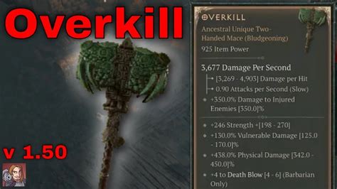 Diablo IV Unique Items Overkill Barb Two Handed Mace V1 5 0 YouTube