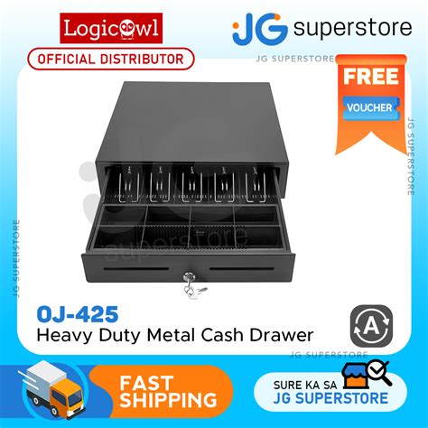 LogicOwl OJ 425 Heavy Duty Metal Cash Register Drawer Box XL With 5