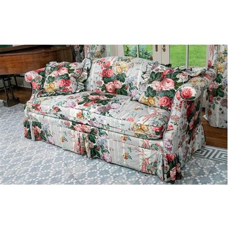 Vintage English Country Cabbage Rose Floral Chintz Sofa | Chairish