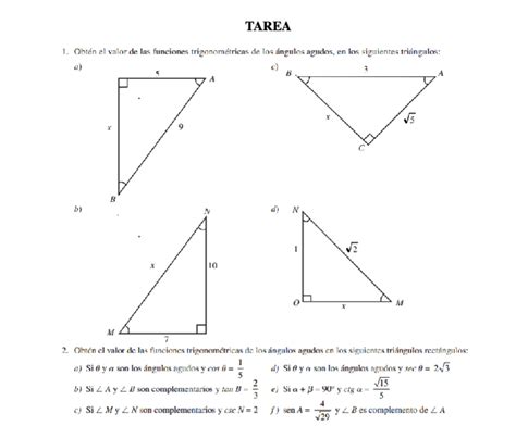TAREA 1 Obtén el valor de las funciones trigonométricas de los ángulos