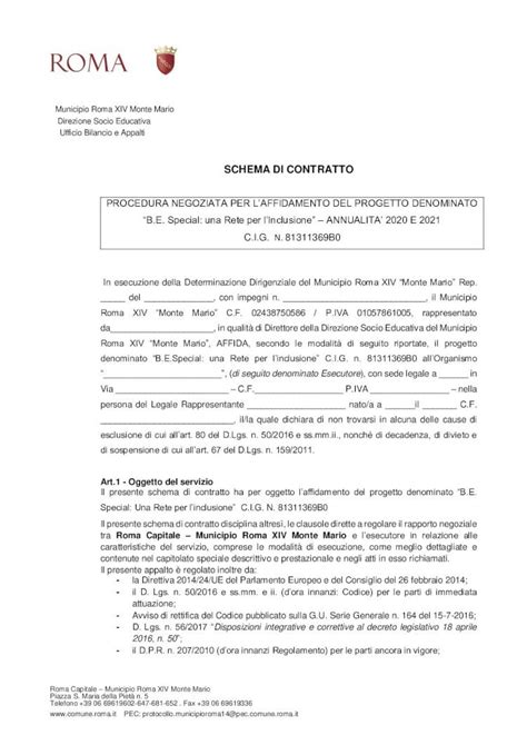 Pdf Schema Di Contratto Roma Capitaleschema Di Contratto Procedura