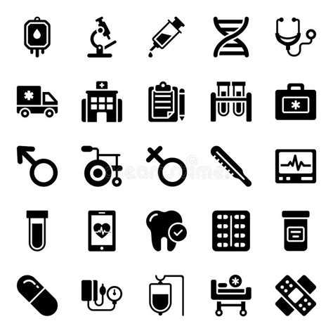 Pack Of Medical Glyph Icons Stock Vector Illustration Of Hospital