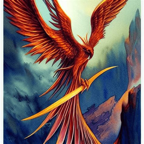 Phoenix Watercolor Fantasy Art · Creative Fabrica