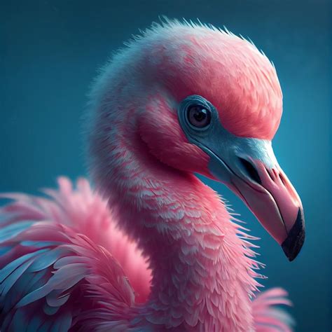 Premium Photo | A pink flamingo with a blue background and the word ...