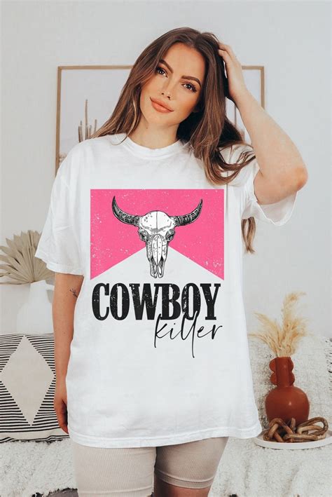 Cowboy Killer Shirt Cute Cowgirl Country Music Tshirt For Concert Bull Skull Western Graphic Tee