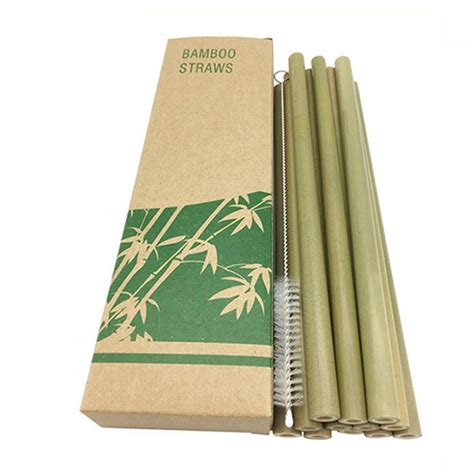 Pcs Set Bamboo Drinking Straws Reusable Eco Friendly Party Kitchen