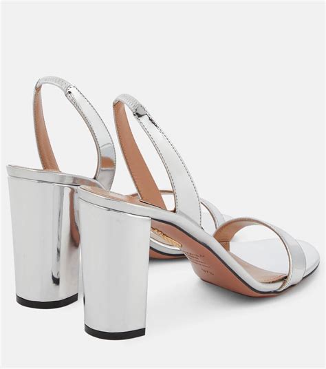 So Nude Metallic Leather Sandals In Silver Aquazzura Mytheresa