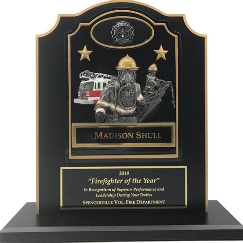 Personalized Wooden Fire Department Award Plaque Recognition