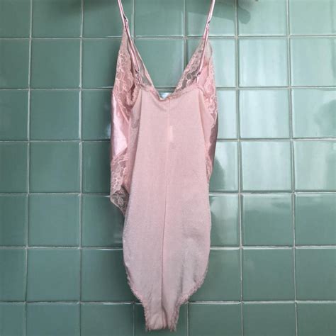 Vintage 80s Baby Pink Lingerie Bodysuit Light Pink Depop