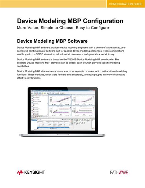 device modeling mbp configuration  asset page keysight