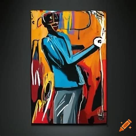 Basquiat Inspired Painting Of A Man Playing Golf On Craiyon