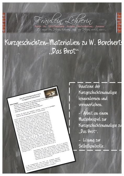 Kurzgeschichtenanalyse Zu Wolfgang Borcherts Das Brot Inkl L Sung