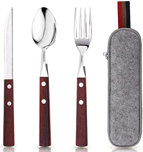 Amazon PREMIUM QUALITY Stainless Steel Travel Utensils Set With