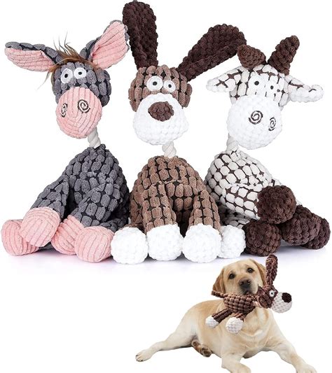 3 PCS Jouets Couineur pour Chien Peluche Interactifs Jouets à Mâcher