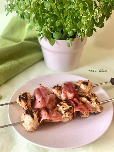 Brochettes de poulet mariné au pesto et coppa Diet Délices