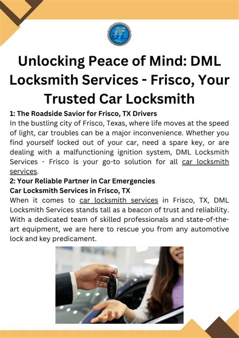 Ppt Unlocking Peace Of Mind Dml Locksmith Services Frisco Your