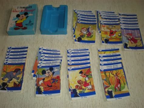 JEU DE CARTES 7 FAMILLES DISNEY 1973 BOITE WALT WILLEB 1862 En état