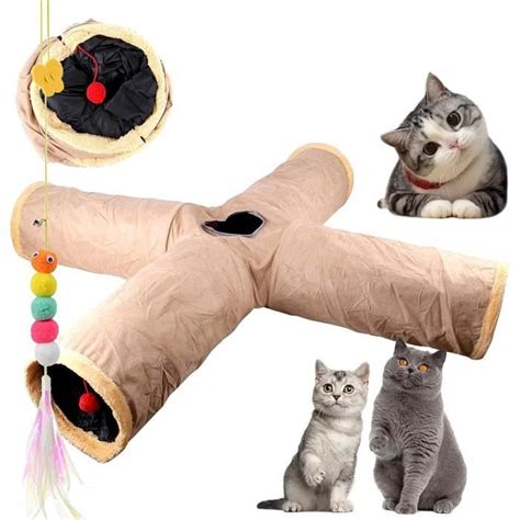 Tunnel Pour Chats Pliable Avec Grottes Pour Chat En Daim Jouet Animaux