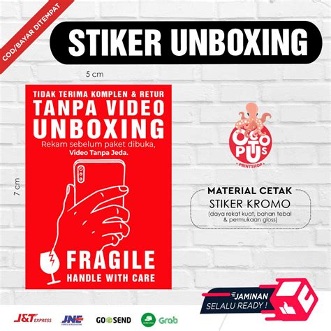 Jual Sticker Unboxing With Fragile Label Wajib Video Sebelum Buka