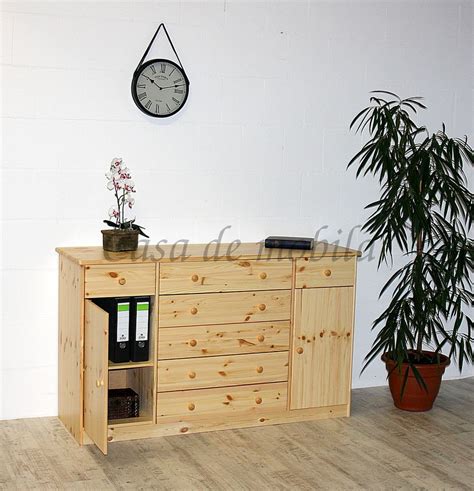 Schubladenkommode Breit 151x89x48cm MARIO Kiefer Massiv Natur Lackiert