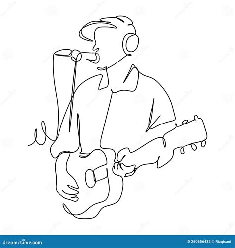 Dibujo Continuo De Una Sola Línea De Un Cantante Masculino Cantando Una