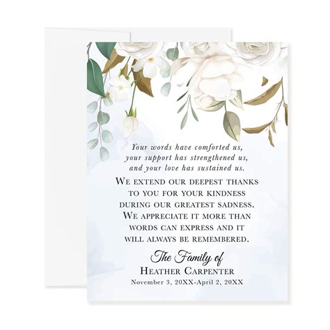 Buy Hello Love Goods White Floral And Greenery Funeral Thank You Cards