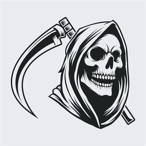 Spooky grim reaper, Ghost Face Vector, Silhouette Vector Illustration ...